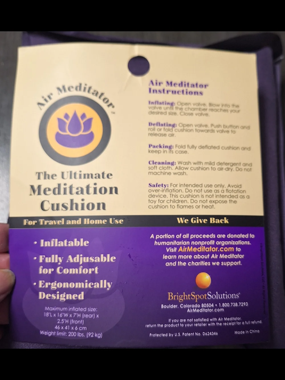 Air Meditator Inflatable Meditation Cushion & Travel Pillow - Purple - Picture 5 of 8